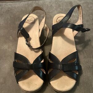 Dansko Women's Karmen Sandal Black Burnished Calf Leather US Sz 11 1/2-12 EU 42